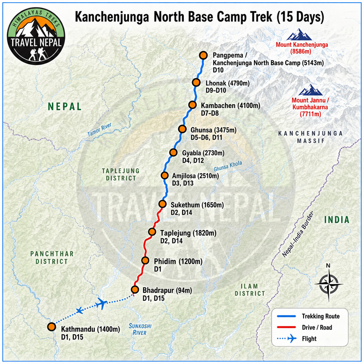 Kanchenjunga North Base Camp Trek – 15 Days